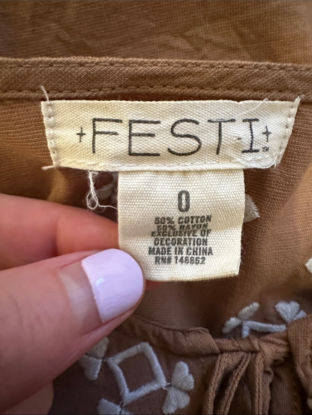 Torrid Festi Bubble Cotton Cropped Embroidered Tie-Front Brown Boho Top - Picture 6 of 7
